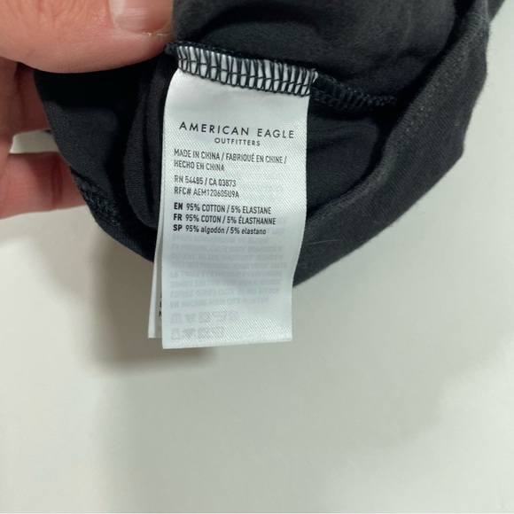 NWOT AE V Neck Bodysuit Dark Grey Long Sleeve - Picture 4 of 7